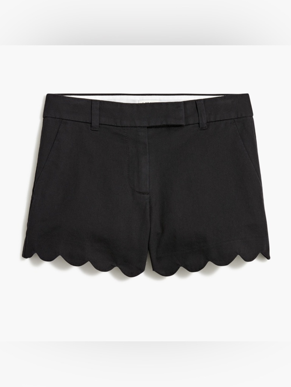 J. Crew Black Scallop Hem Linen-Blend Shorts